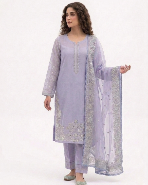 3-piece Embroidered & Embellished (Unstitched)