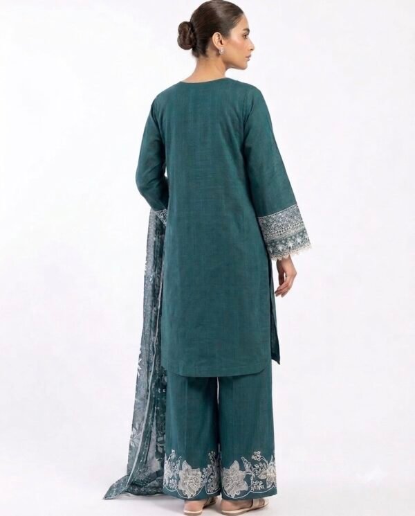 IMG_2340 3-Piece Stitched Lawn Suit – with Rounded Hem, Embroidered Palazzo