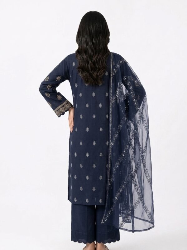 IMG_2458 Embroidered Navy Blue 3-Piece Unstitched Suit