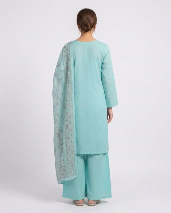 Embroidered Kurti with Wide-Leg Palazzo & Dupatta