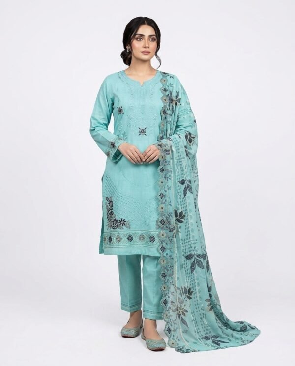Unstitched Embroidered Lawn 3-Piece Suit